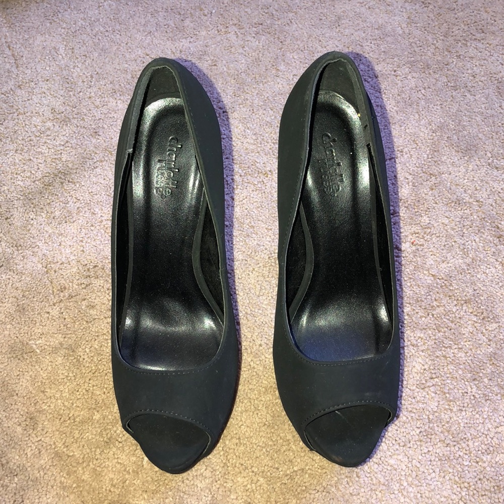 Open Toed Black High Heels